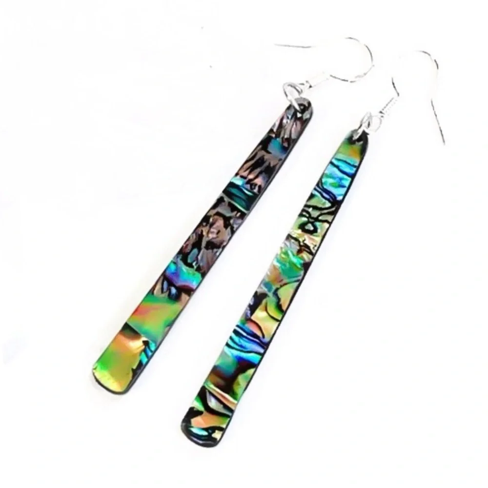 Sterling Silver Abalone Shell Earrings - Picture 2 of 4